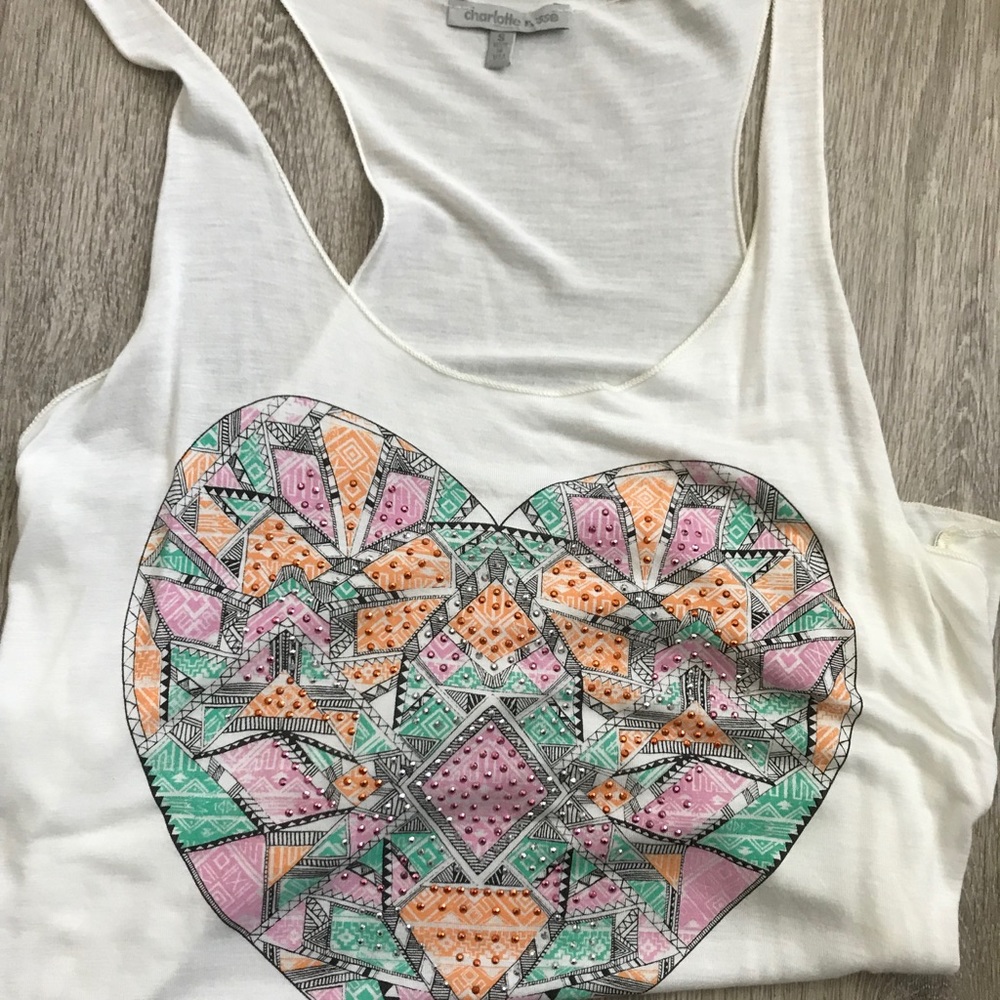 🆕 Charlotte Russe Rhinestone Heart Tank Top